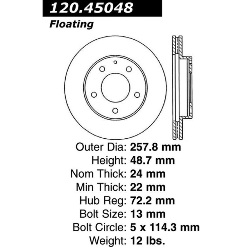 CENTRIC PARTS 120.45048 Centric Premium Brake Rotor