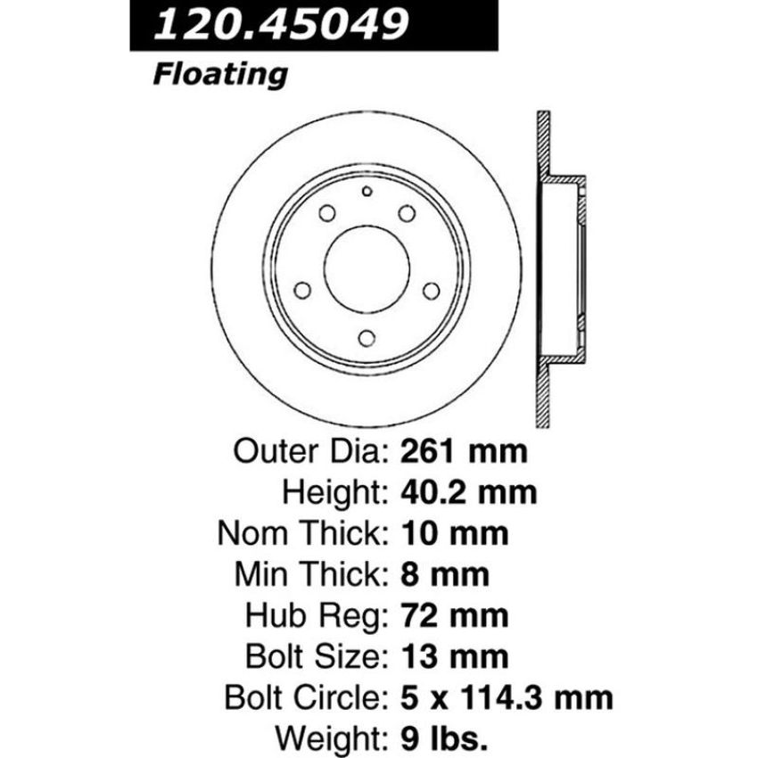 CENTRIC PARTS 120.45049 Centric Premium Brake Rotor