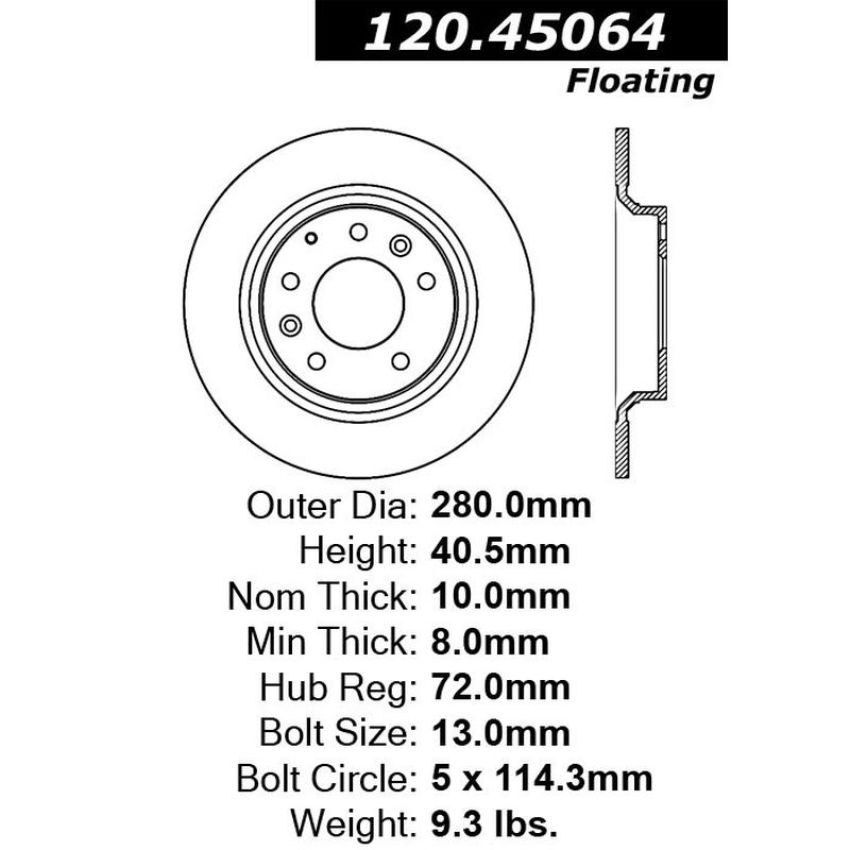 CENTRIC PARTS 120.45064 Centric Premium Brake Rotor