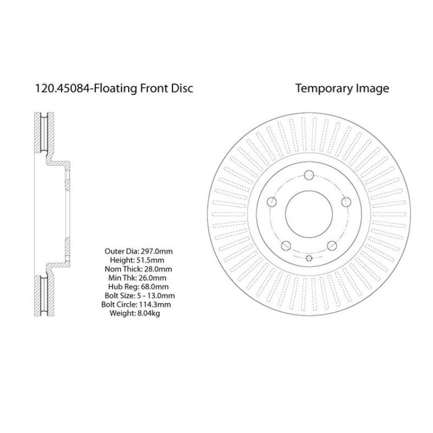 CENTRIC PARTS 120.45084 Centric Premium Brake Rotor