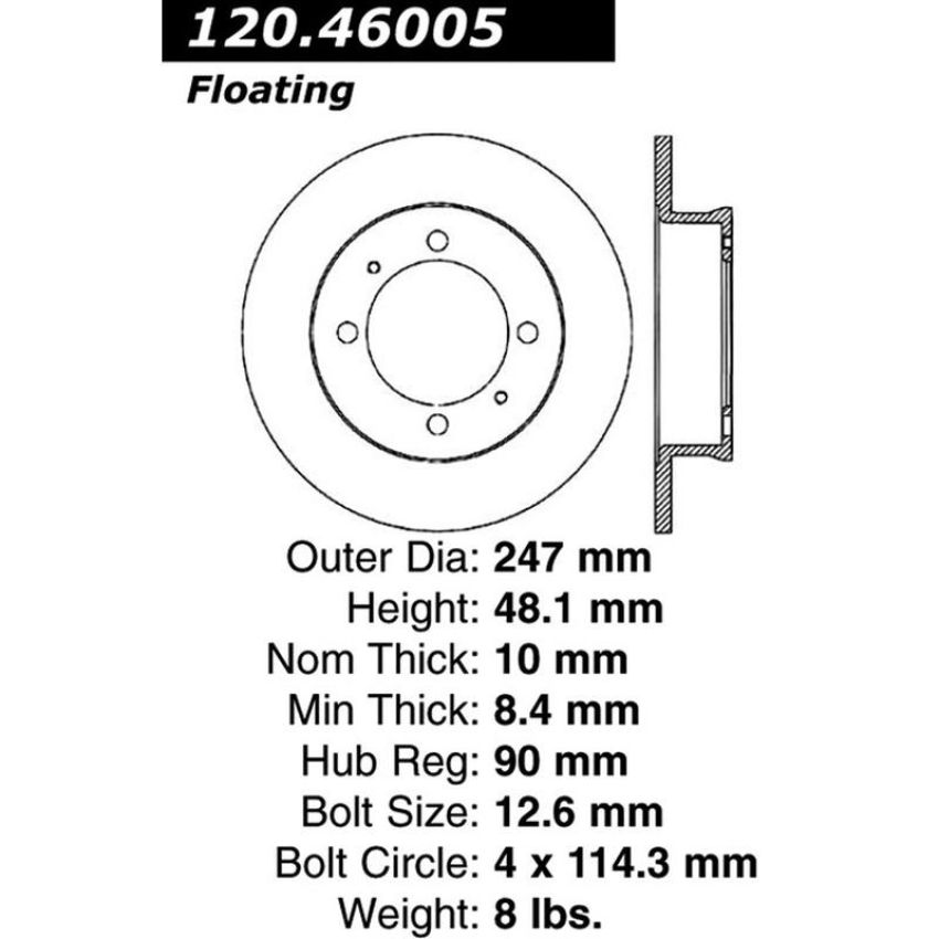 CENTRIC PARTS 120.46005 Centric Premium Brake Rotor