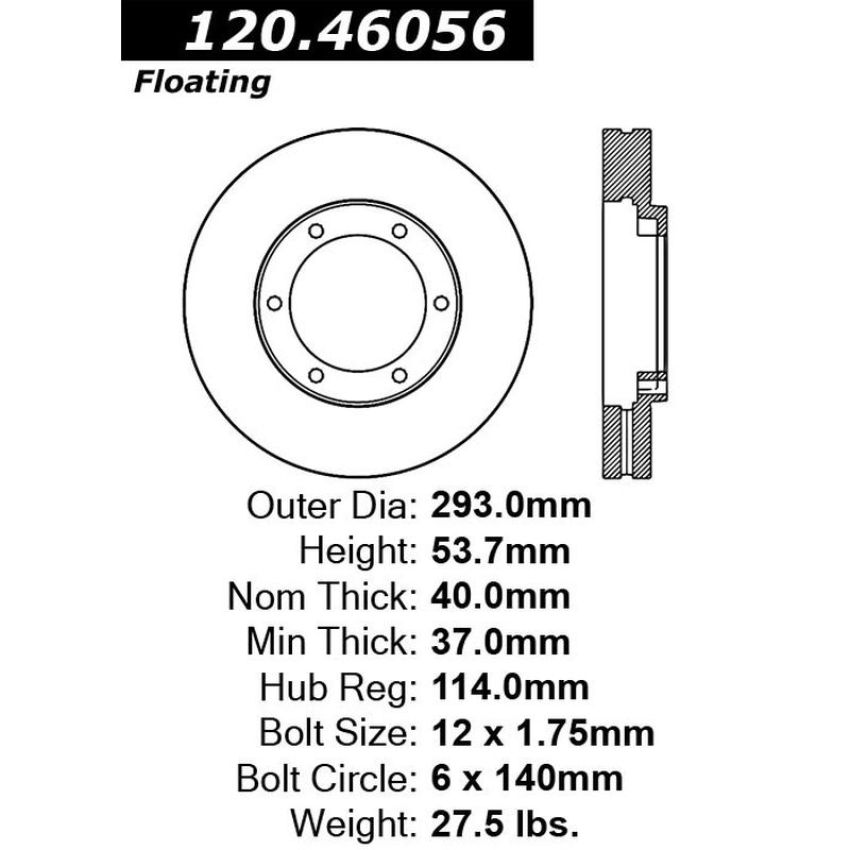 CENTRIC PARTS 120.46056 Centric Premium Brake Rotor