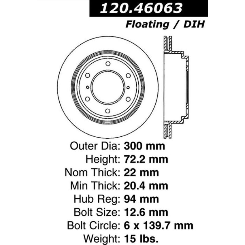 CENTRIC PARTS 120.46063 Centric Premium Brake Rotor