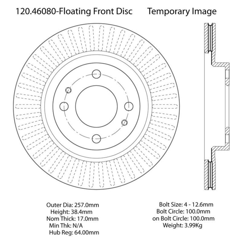 CENTRIC PARTS 120.46080 Centric Premium Brake Rotor
