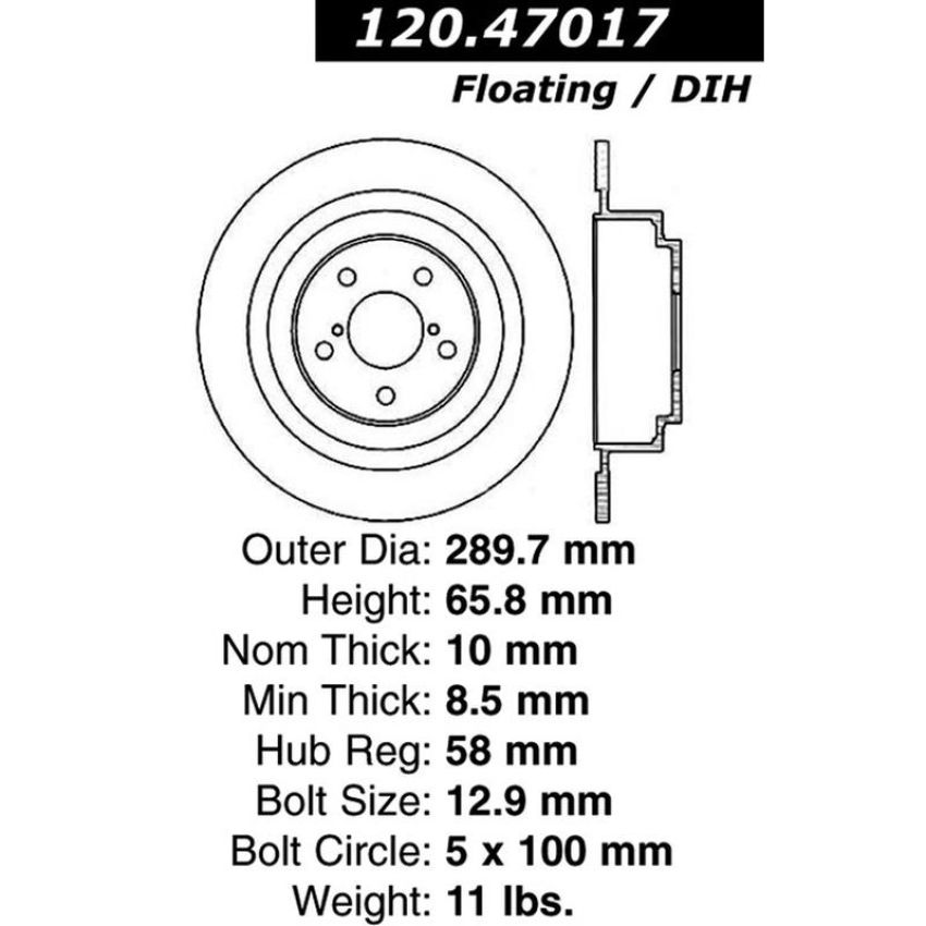 CENTRIC PARTS 120.47017 Centric Premium Brake Rotor