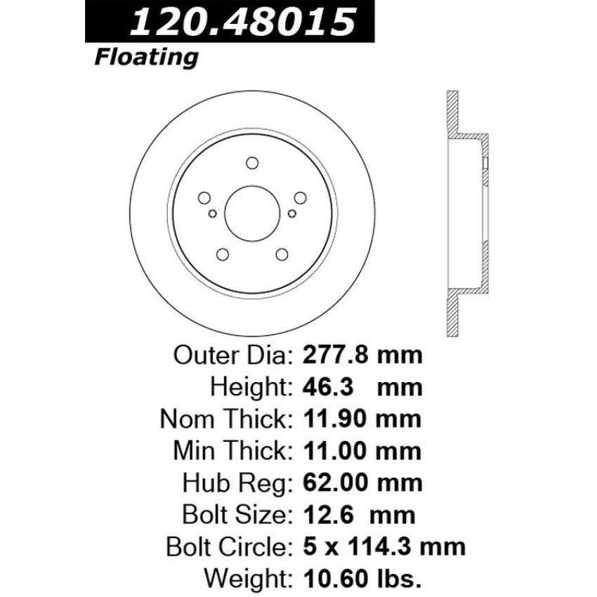 CENTRIC PARTS 120.48015 Centric Premium Brake Rotor