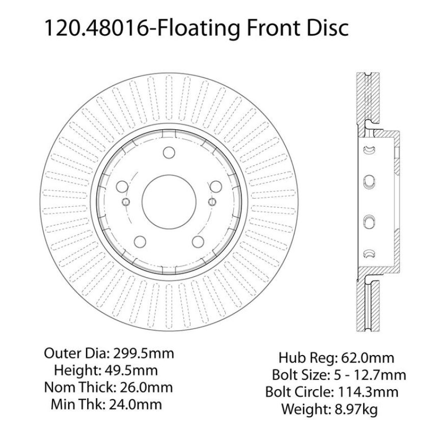 CENTRIC PARTS 120.48016 Centric Premium Brake Rotor
