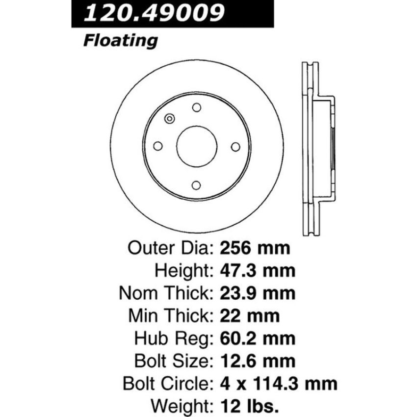 CENTRIC PARTS 120.49009 Centric Premium Brake Rotor
