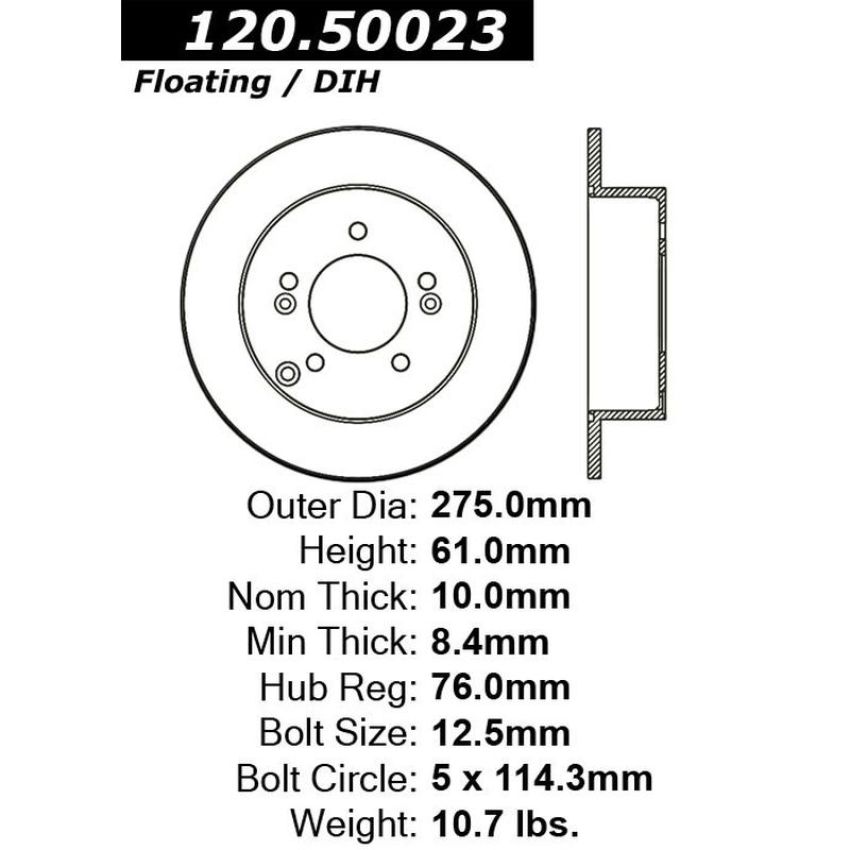 CENTRIC PARTS 120.50023 Centric Premium Brake Rotor
