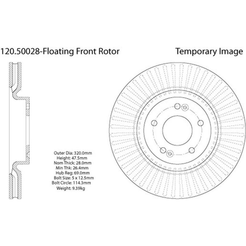 CENTRIC PARTS 120.50028 Centric Premium Brake Rotor