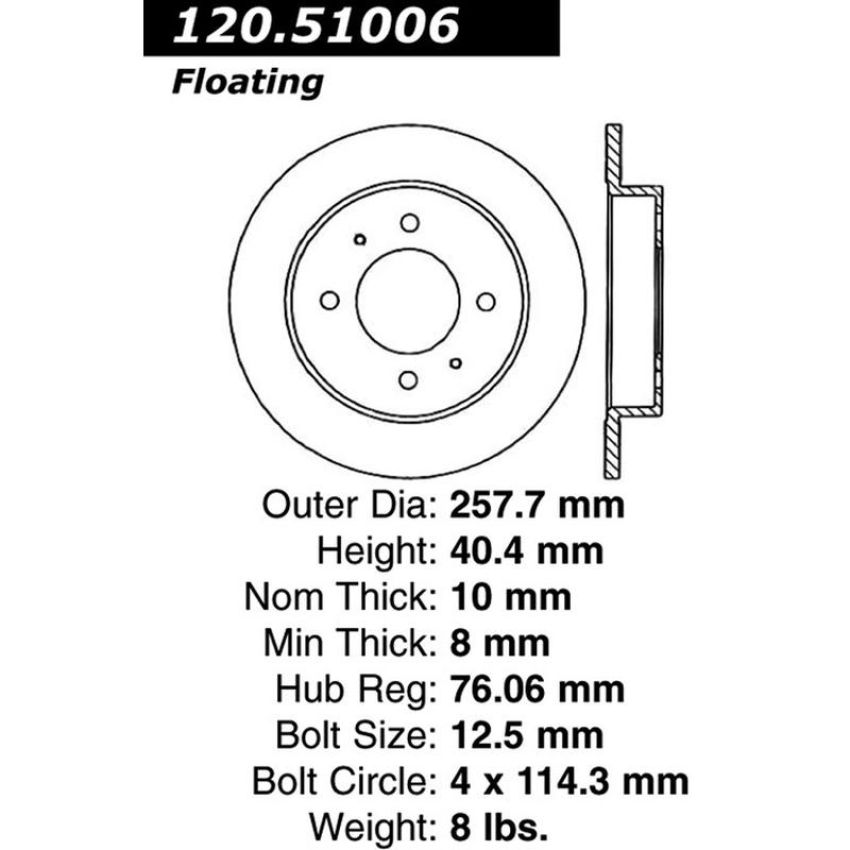 CENTRIC PARTS 120.51006 Centric Premium Brake Rotor