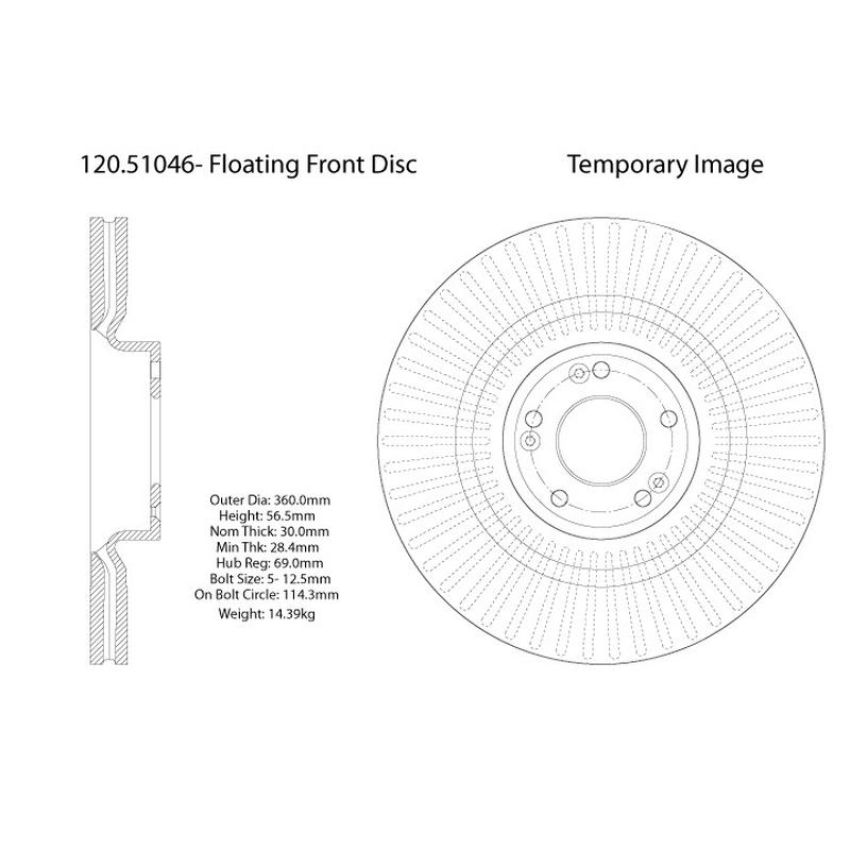 CENTRIC PARTS 120.51046 Centric Premium Brake Rotor