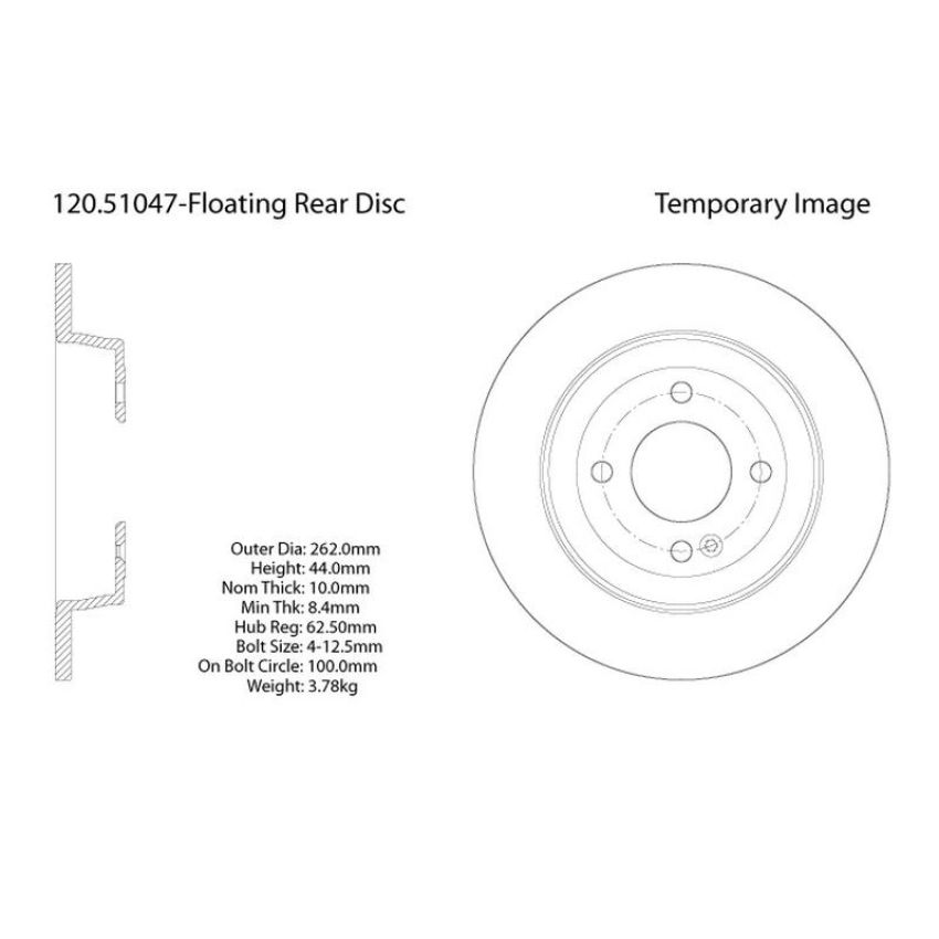 CENTRIC PARTS 120.51047 Centric Premium Brake Rotor