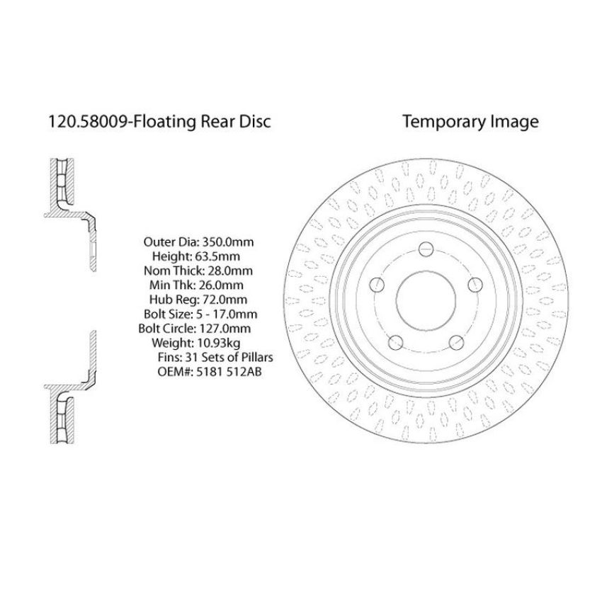 CENTRIC PARTS 120.58009 Centric Premium Brake Rotor