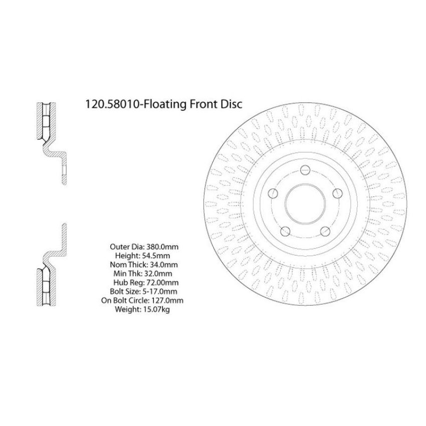 CENTRIC PARTS 120.58010 Centric Premium Brake Rotor