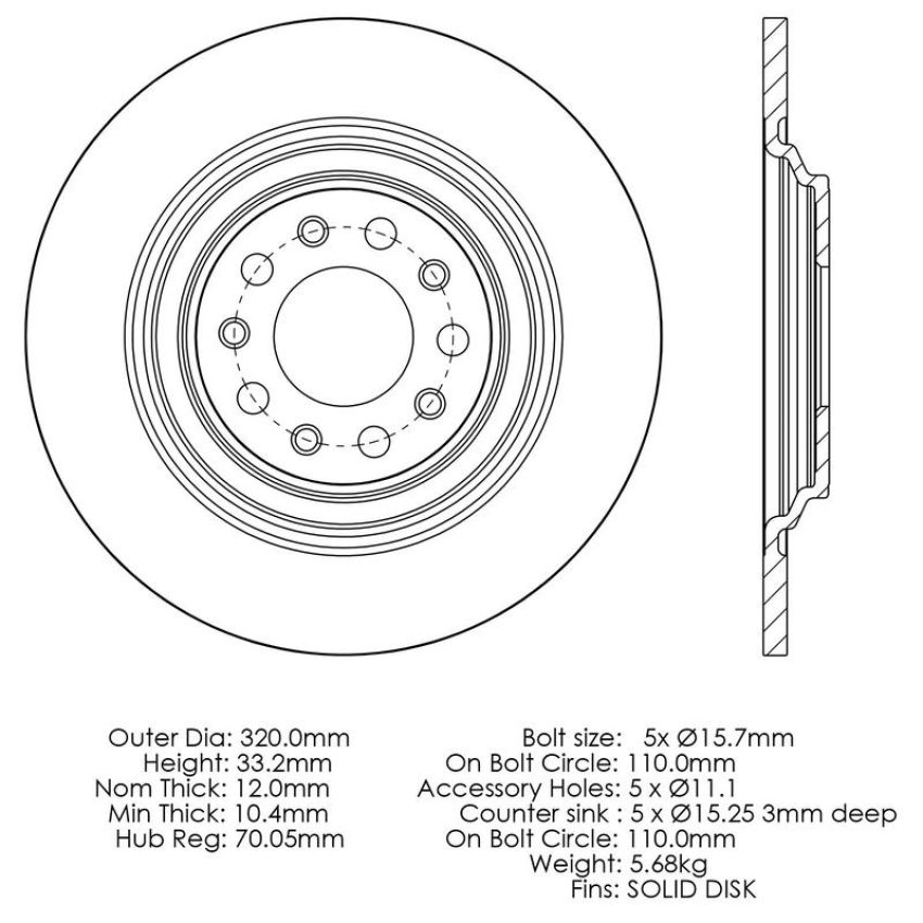 CENTRIC PARTS 120.58011 Centric Premium Brake Rotor