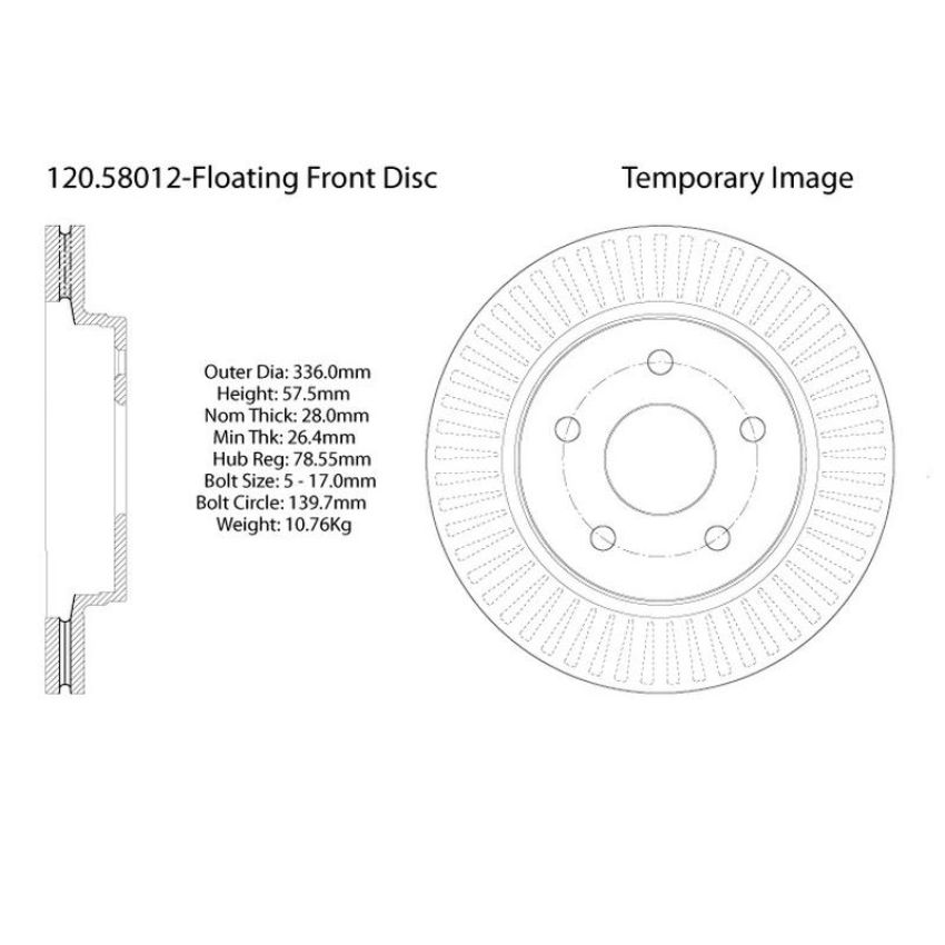 CENTRIC PARTS 120.58012 Centric Premium Brake Rotor