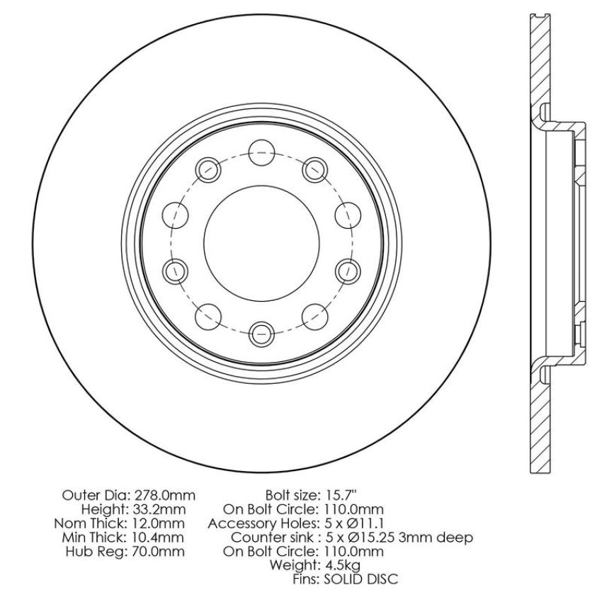 CENTRIC PARTS 120.58013 Centric Premium Brake Rotor