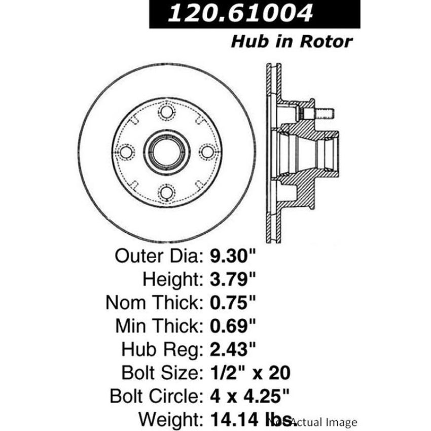 CENTRIC PARTS 120.61004 Centric Premium Brake Rotor