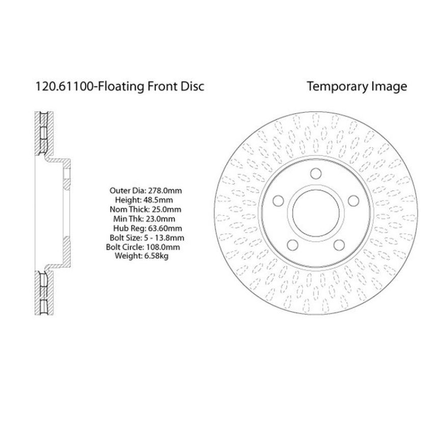 CENTRIC PARTS 120.61100 Centric Premium Brake Rotor