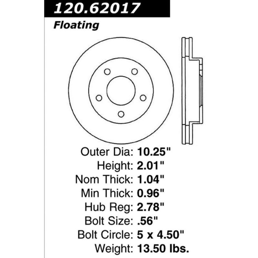 CENTRIC PARTS 120.62017 Centric Premium Brake Rotor