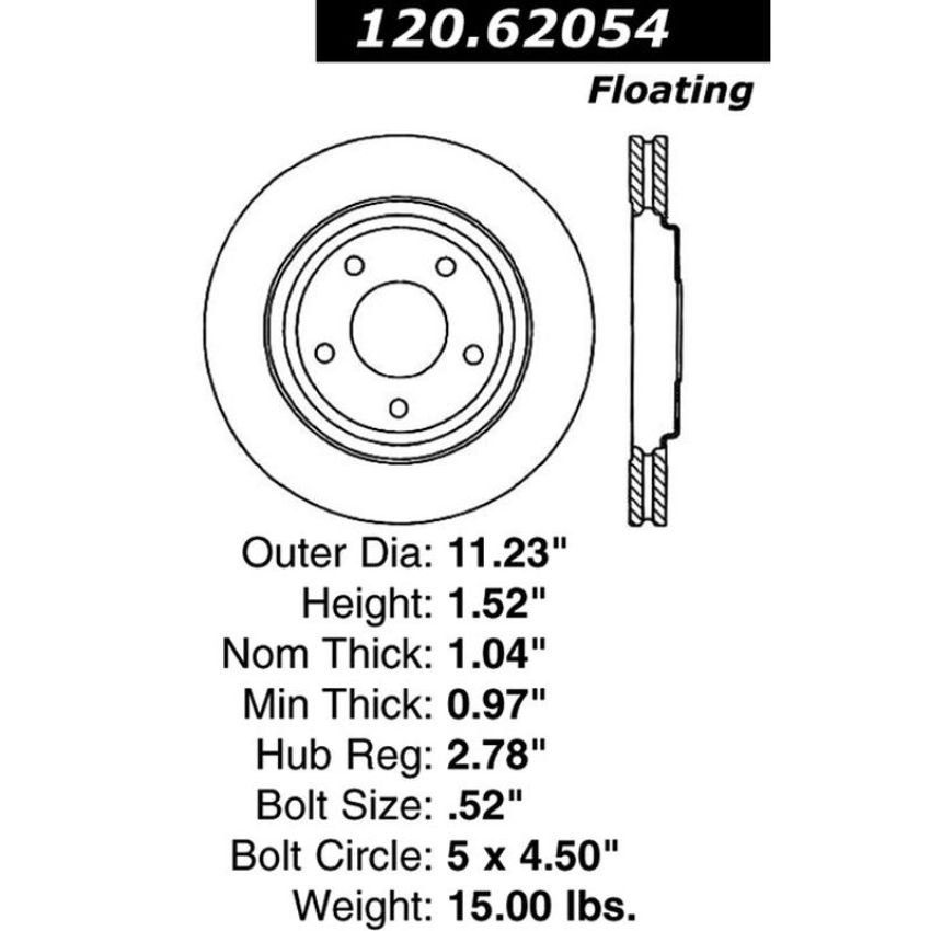 CENTRIC PARTS 120.62054 Centric Premium Brake Rotor