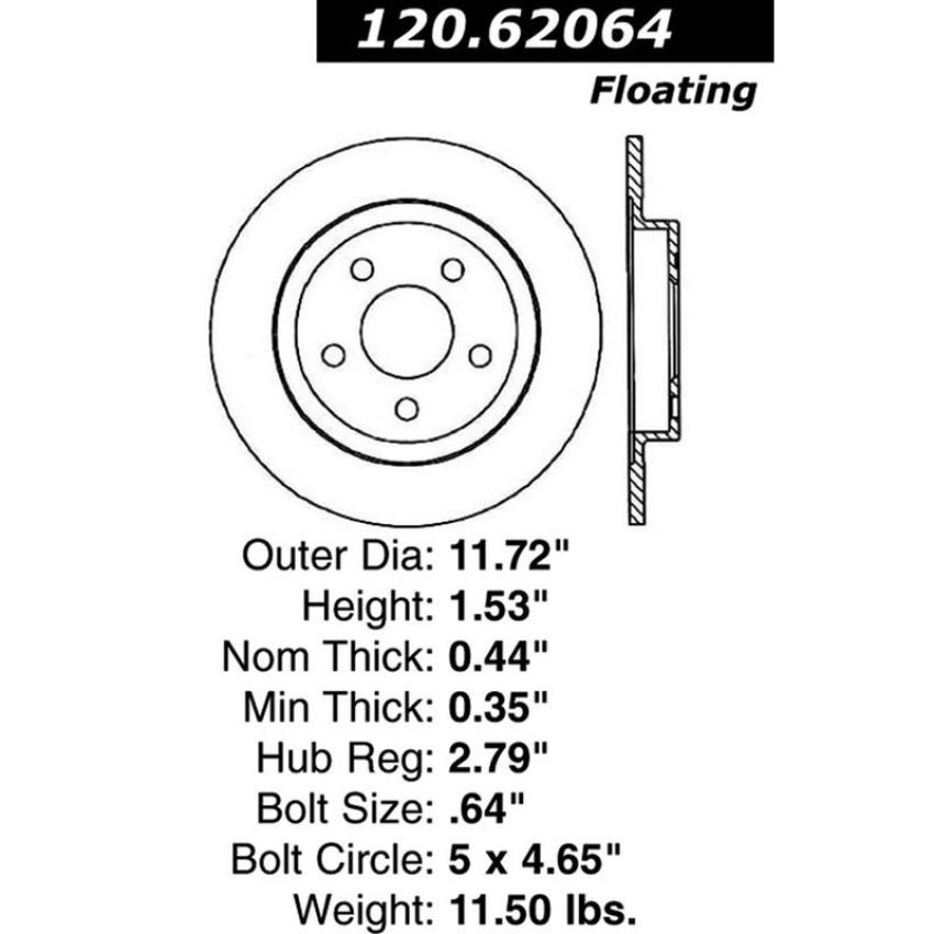 CENTRIC PARTS 120.62064 Centric Premium Brake Rotor