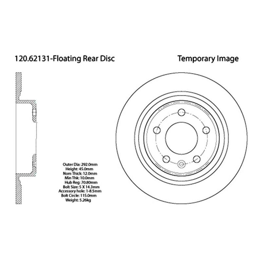 CENTRIC PARTS 120.62131 Centric Premium Brake Rotor