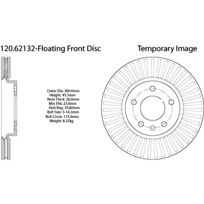 CENTRIC PARTS 120.62132 Centric Premium Brake Rotor