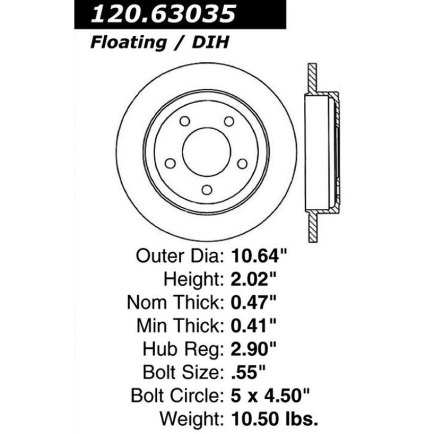 CENTRIC PARTS 120.63035 Centric Premium Brake Rotor