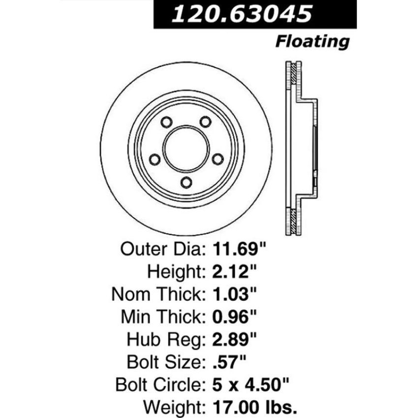 CENTRIC PARTS 120.63045 Centric Premium Brake Rotor
