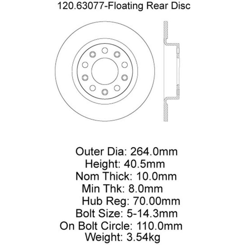 CENTRIC PARTS 120.63077 Centric Premium Brake Rotor