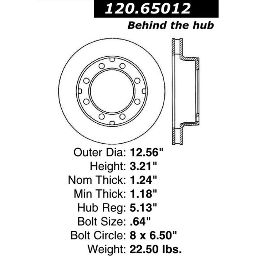 CENTRIC PARTS 120.65012 Centric Premium Brake Rotor