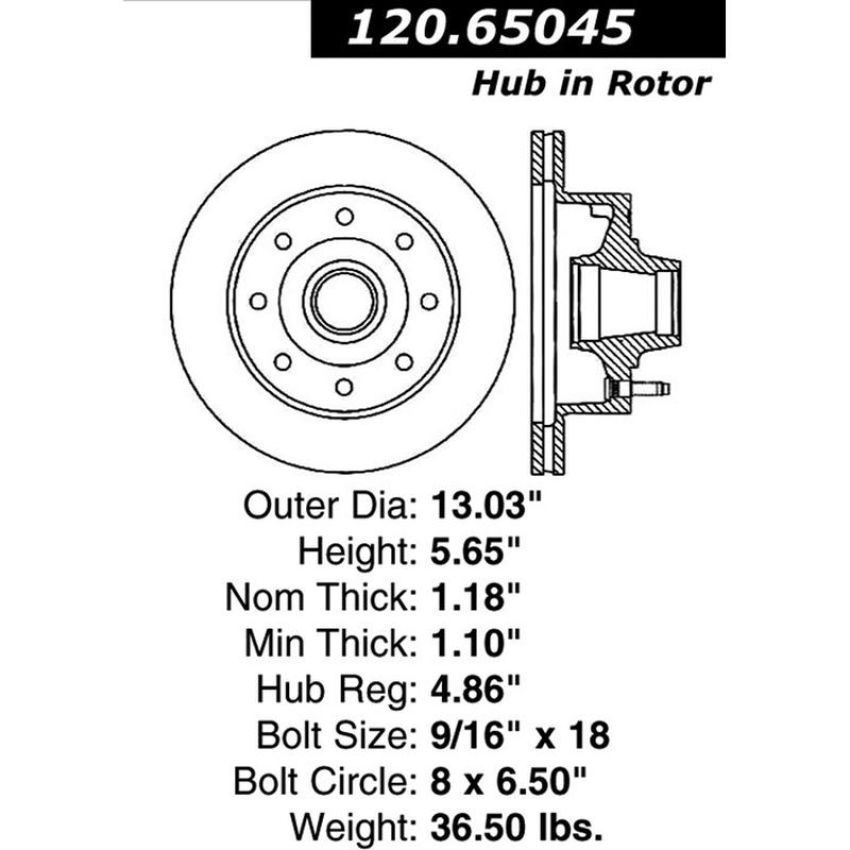 CENTRIC PARTS 120.65045 Centric Premium Brake Rotor