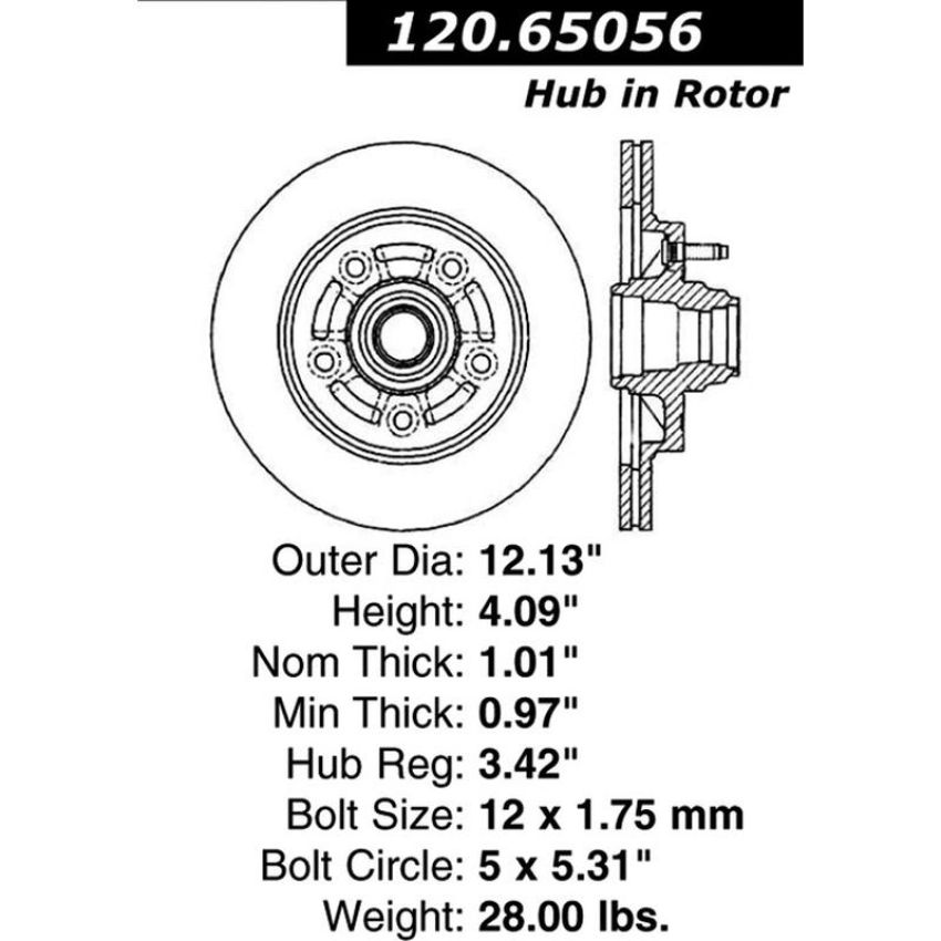 CENTRIC PARTS 120.65056 Centric Premium Brake Rotor
