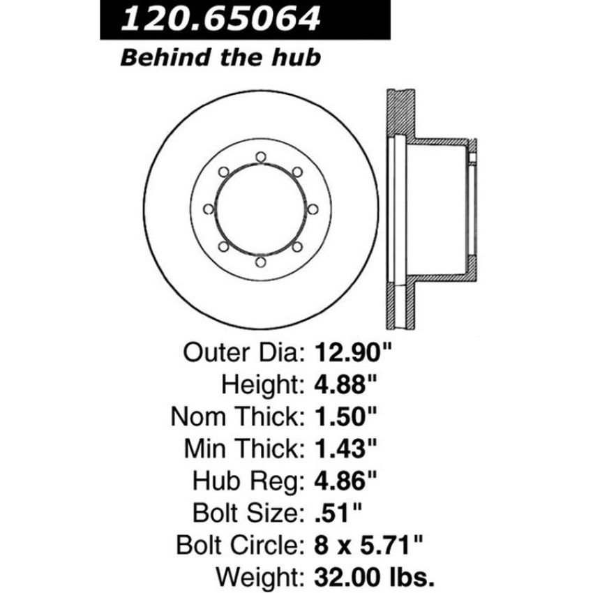 CENTRIC PARTS 120.65064 Centric Premium Brake Rotor