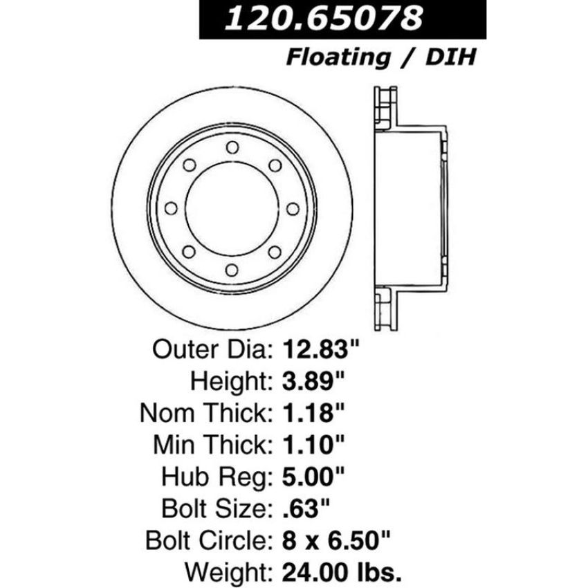 CENTRIC PARTS 120.65078 Centric Premium Brake Rotor