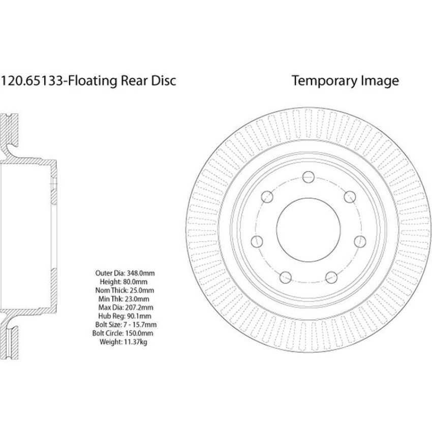 CENTRIC PARTS 120.65133 Centric Premium Brake Rotor