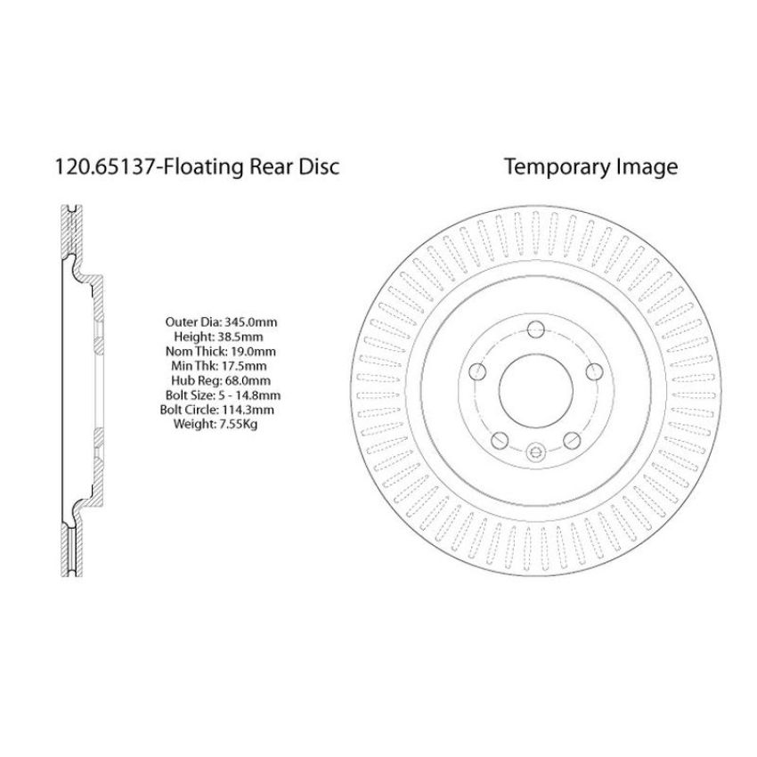 CENTRIC PARTS 120.65137 Centric Premium Brake Rotor