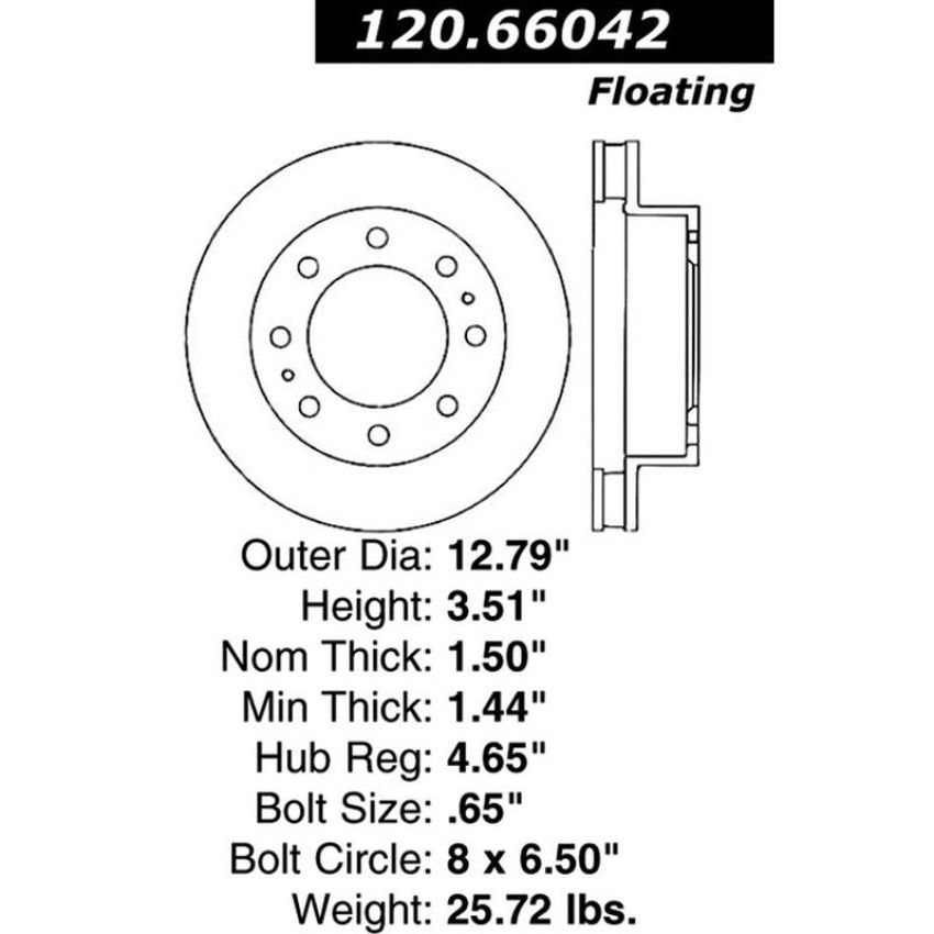 CENTRIC PARTS 120.66042 Centric Premium Brake Rotor