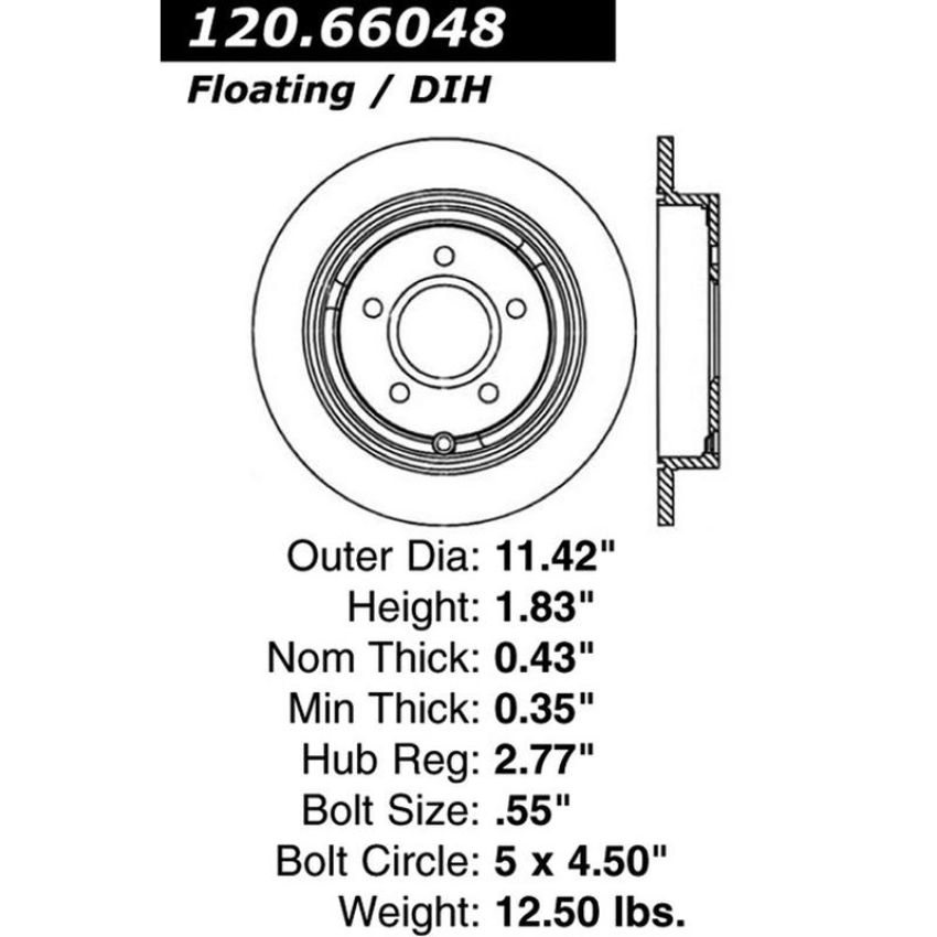 CENTRIC PARTS 120.66048 Centric Premium Brake Rotor