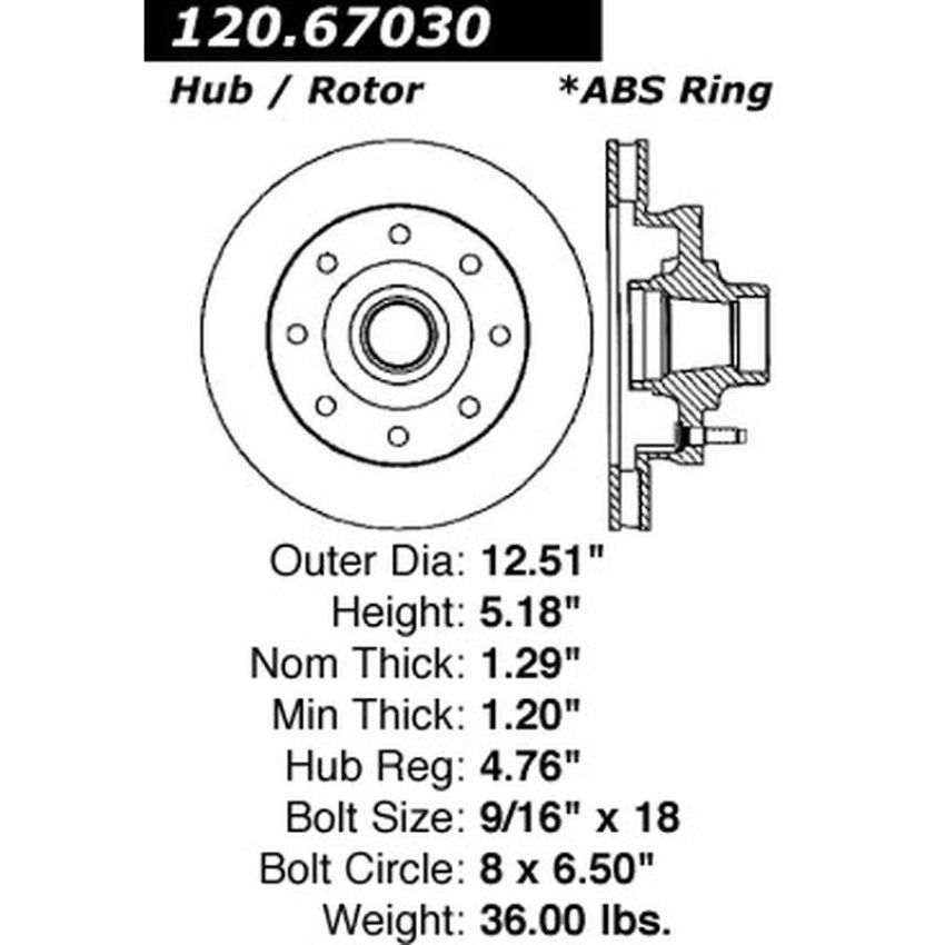 CENTRIC PARTS 120.67030 Centric Premium Brake Rotor
