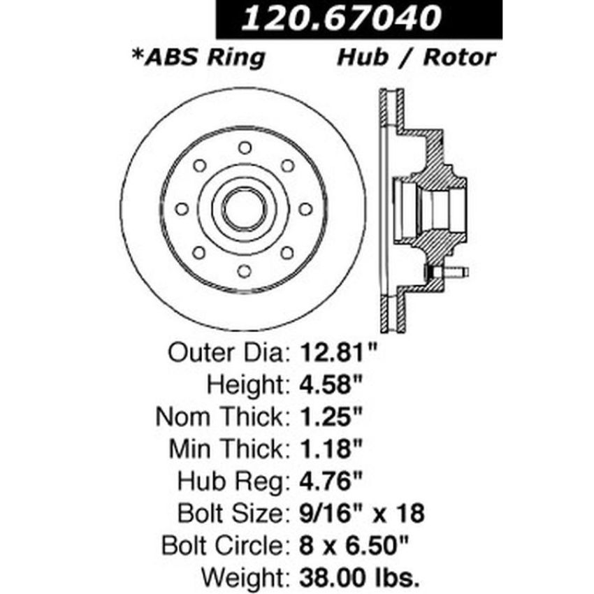 CENTRIC PARTS 120.67040 Centric Premium Brake Rotor