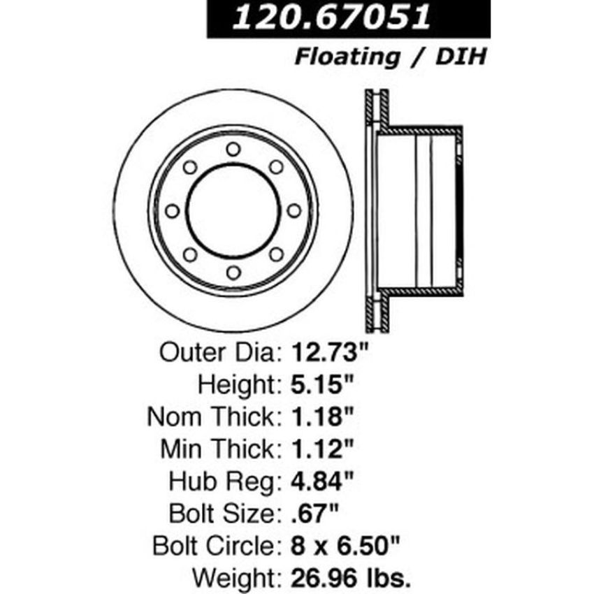 CENTRIC PARTS 120.67051 Centric Premium Brake Rotor