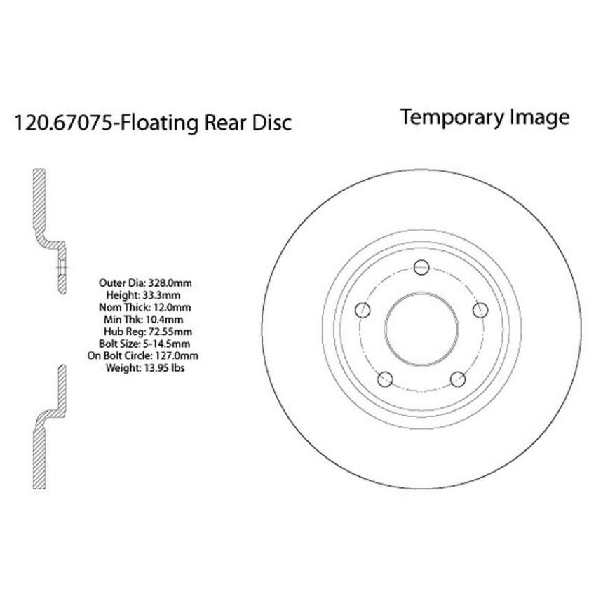 CENTRIC PARTS 120.67075 Centric Premium Brake Rotor