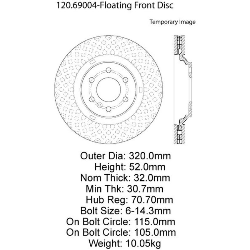 CENTRIC PARTS 120.69004 Centric Premium Brake Rotor