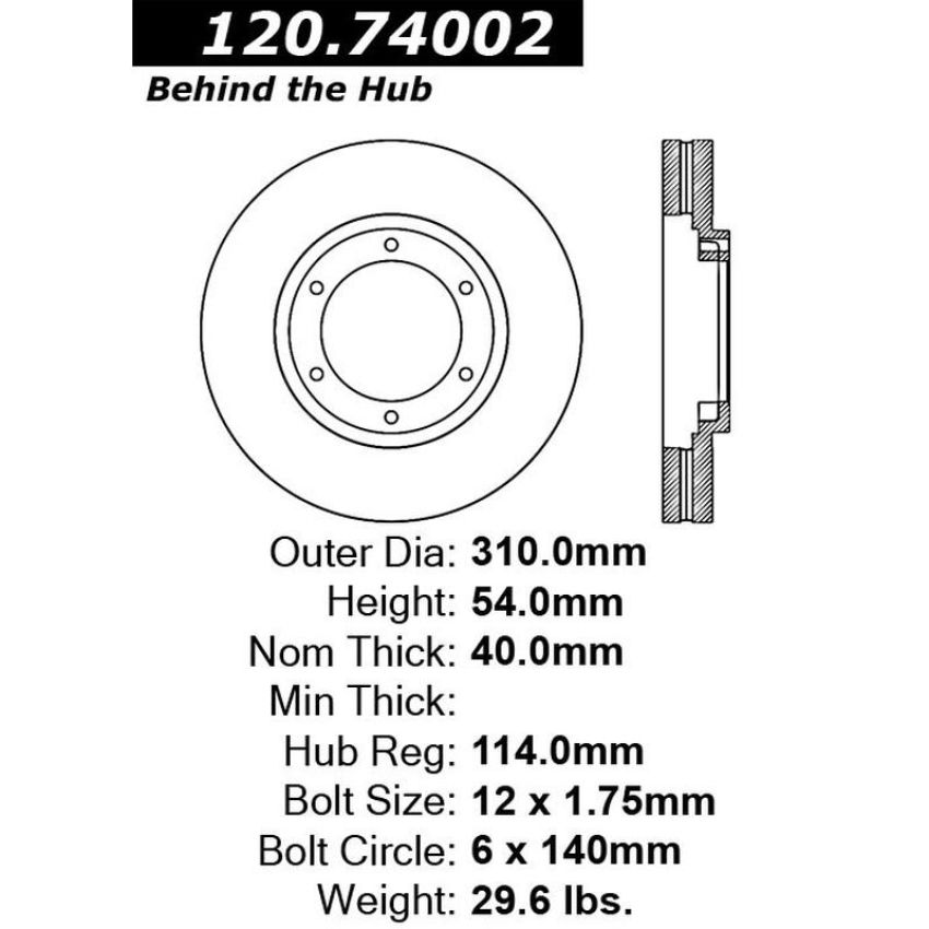 CENTRIC PARTS 120.74002 Centric Premium Brake Rotor