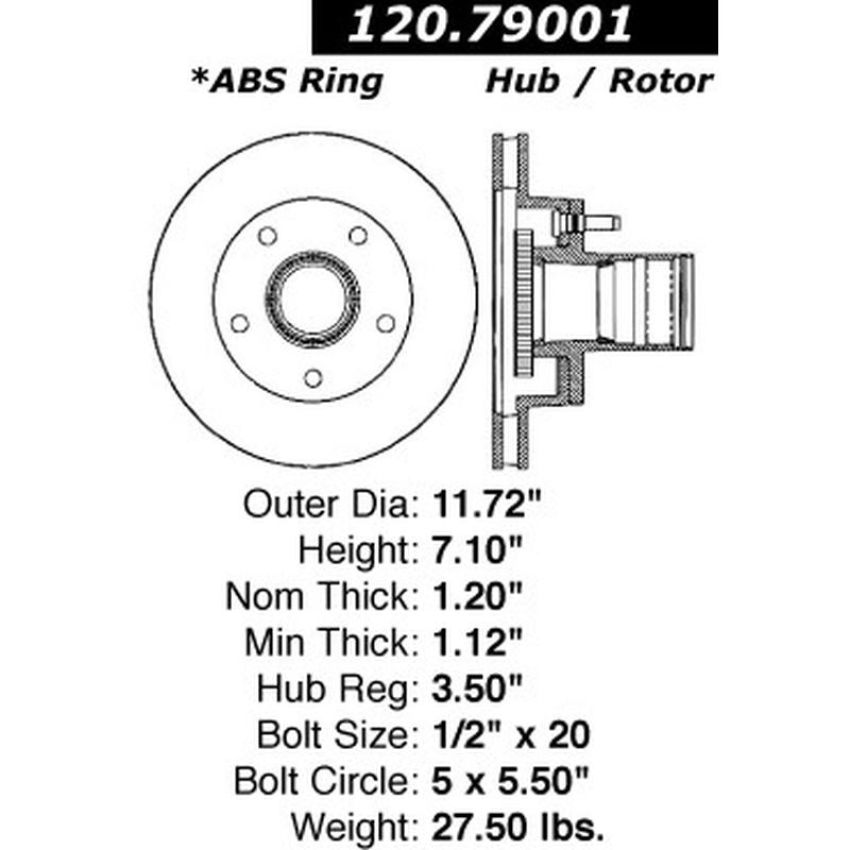 CENTRIC PARTS 120.79001 Centric Premium Brake Rotor