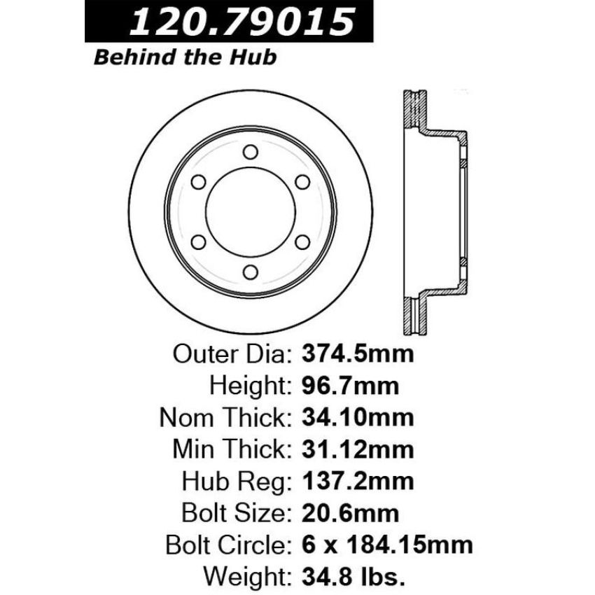 CENTRIC PARTS 120.79015 Centric Premium Brake Rotor