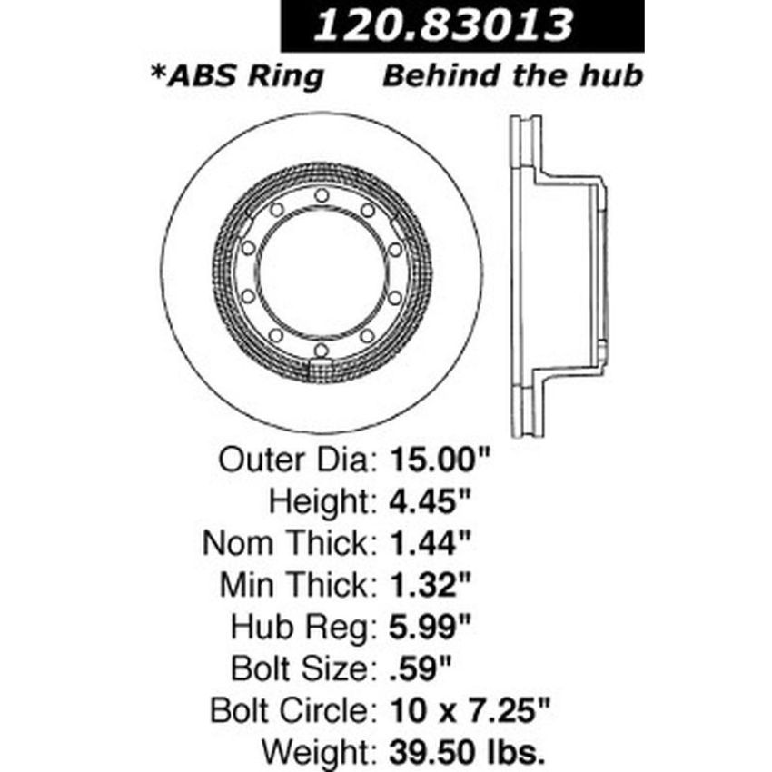 CENTRIC PARTS 120.83013 Centric Premium Brake Rotor